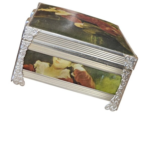 MCM VTG Schmid Bros Musical Jewelry Box Silk Cloth Japan The Red Boy By Lawrence - Picture 6 of 13